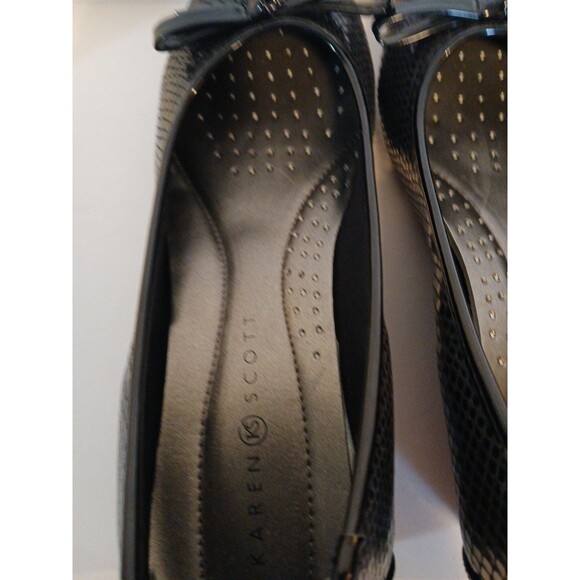 Karen Scott Pippa Casual Low Heel Wedge Black Front Bow Womens 9W - Picture 12 of 16
